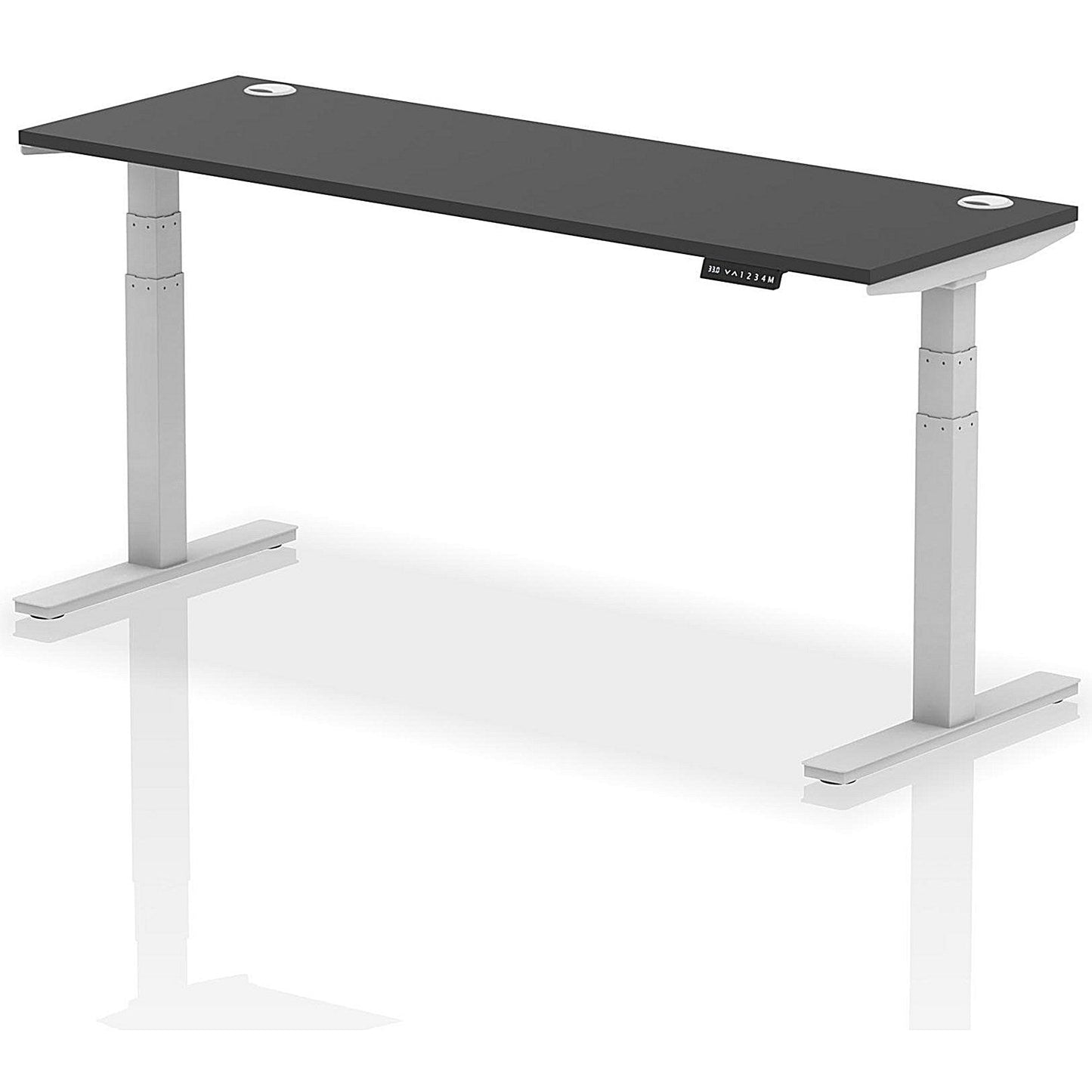 Air 1800mm Slim Rectangular Height Adjustable Desk, Silver Leg, Black Easy2Order : HA03163