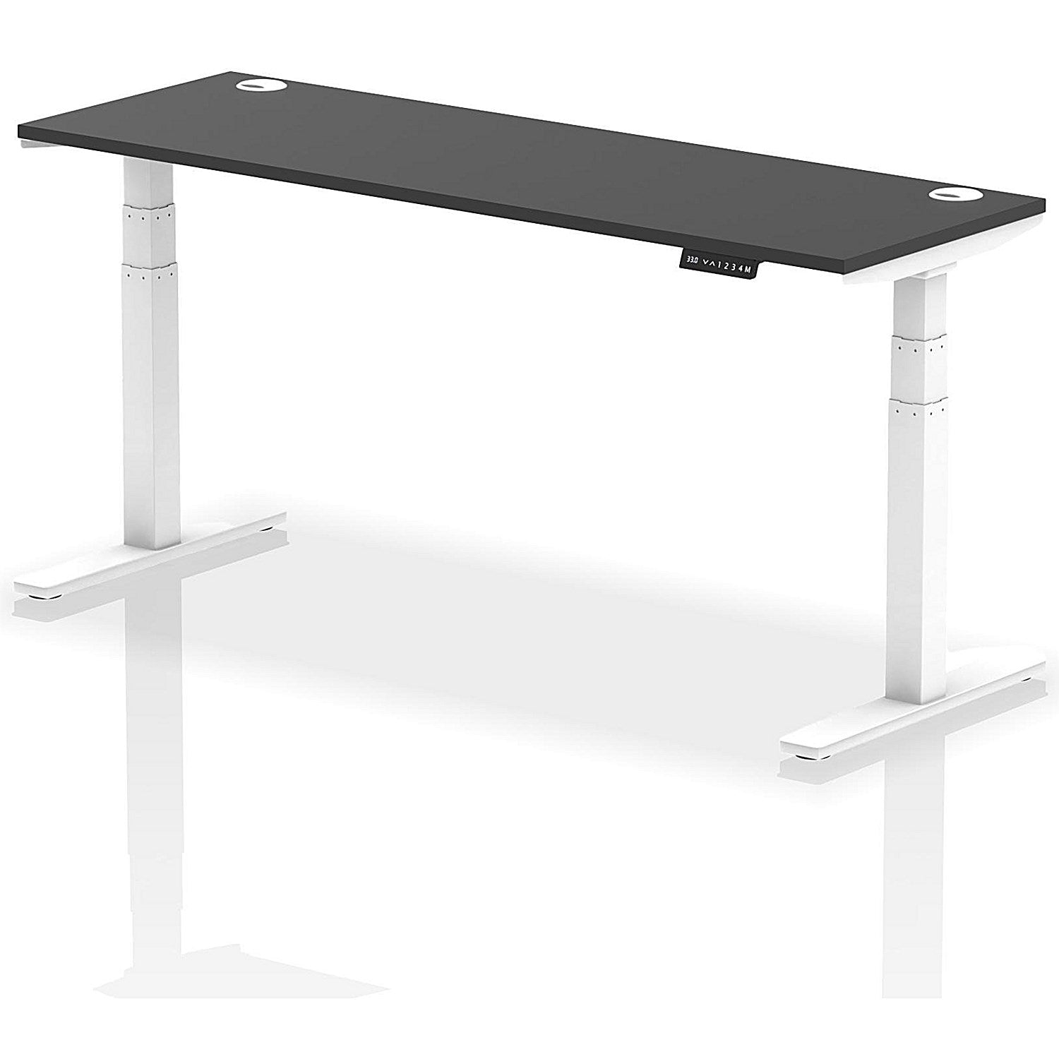 Air 1800mm Slim Rectangular Height Adjustable Desk, White Leg, Black Easy2Order : HA03164