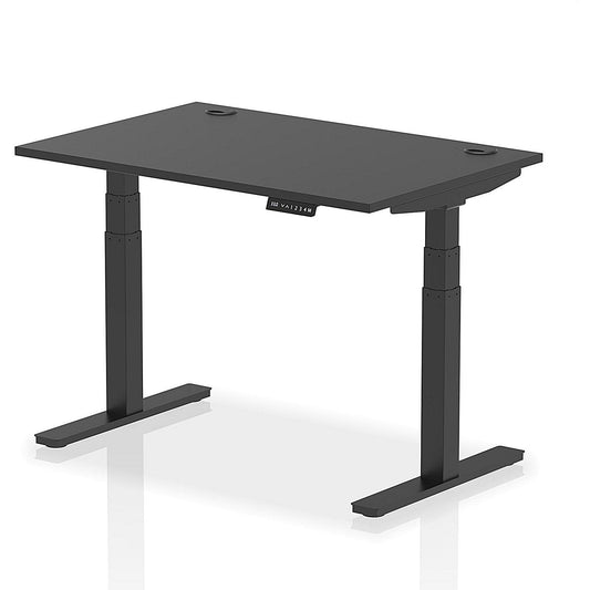 Air 1200mm Rectangular Height Adjustable Desk, Black Leg, Black Easy2Order : HA03165