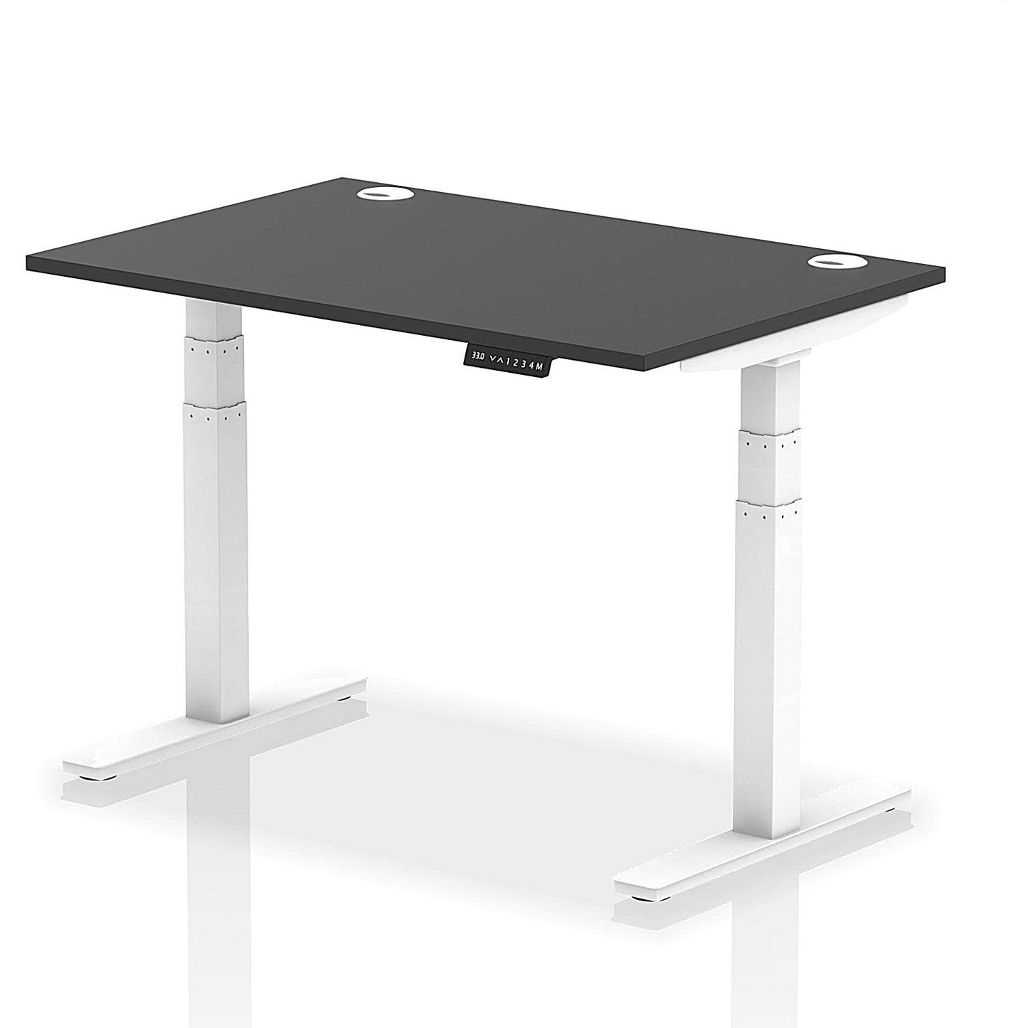 Air 1200mm Rectangular Height Adjustable Desk, White Leg, Black Easy2Order : HA03167