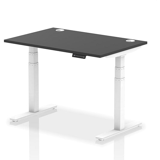 Air 1200mm Rectangular Height Adjustable Desk, White Leg, Black Easy2Order : HA03167