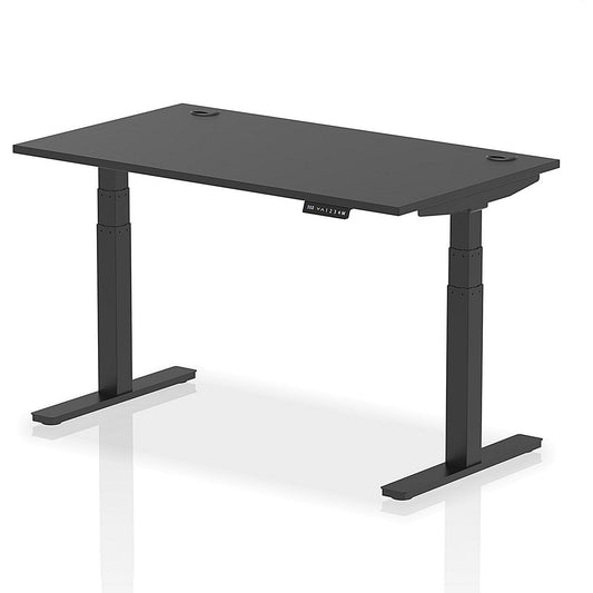 Air 1400mm Rectangular Height Adjustable Desk, Black Leg, Black Easy2Order : HA03168
