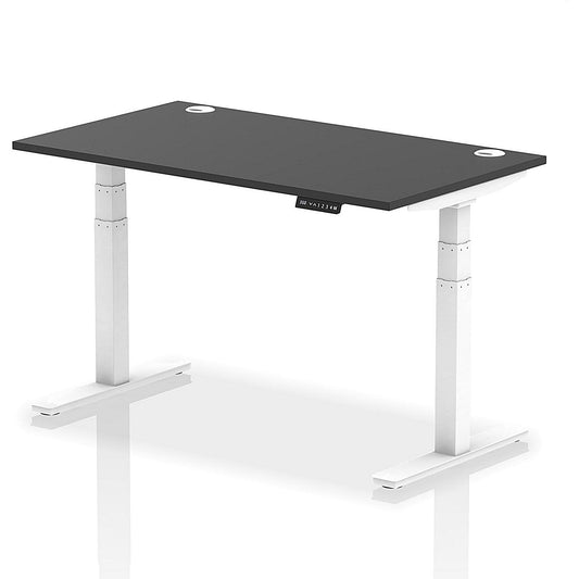 Air 1400mm Rectangular Height Adjustable Desk, White Leg, Black Easy2Order : HA03170