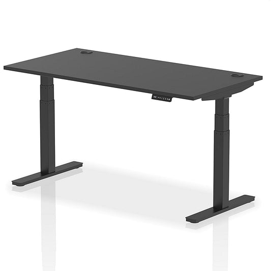 Air 1600mm Rectangular Height Adjustable Desk, Black Leg, Black Easy2Order : HA03171