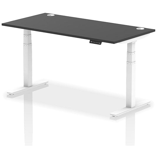 Air 1600mm Rectangular Height Adjustable Desk, White Leg, Black Easy2Order : HA03173