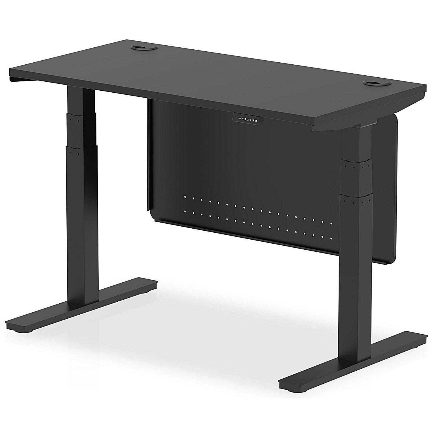 Air 1200mm Slim Rectangular Height Adjustable Desk with Modesty Panel, Black Easy2Order : HA03177