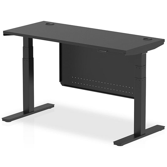Air 1400mm Slim Rectangular Height Adjustable Desk with Modesty Panel, Black Easy2Order : HA03180