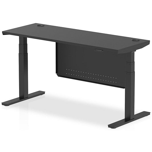 Air 1600mm Slim Rectangular Height Adjustable Desk with Modesty Panel, Black Easy2Order : HA03183