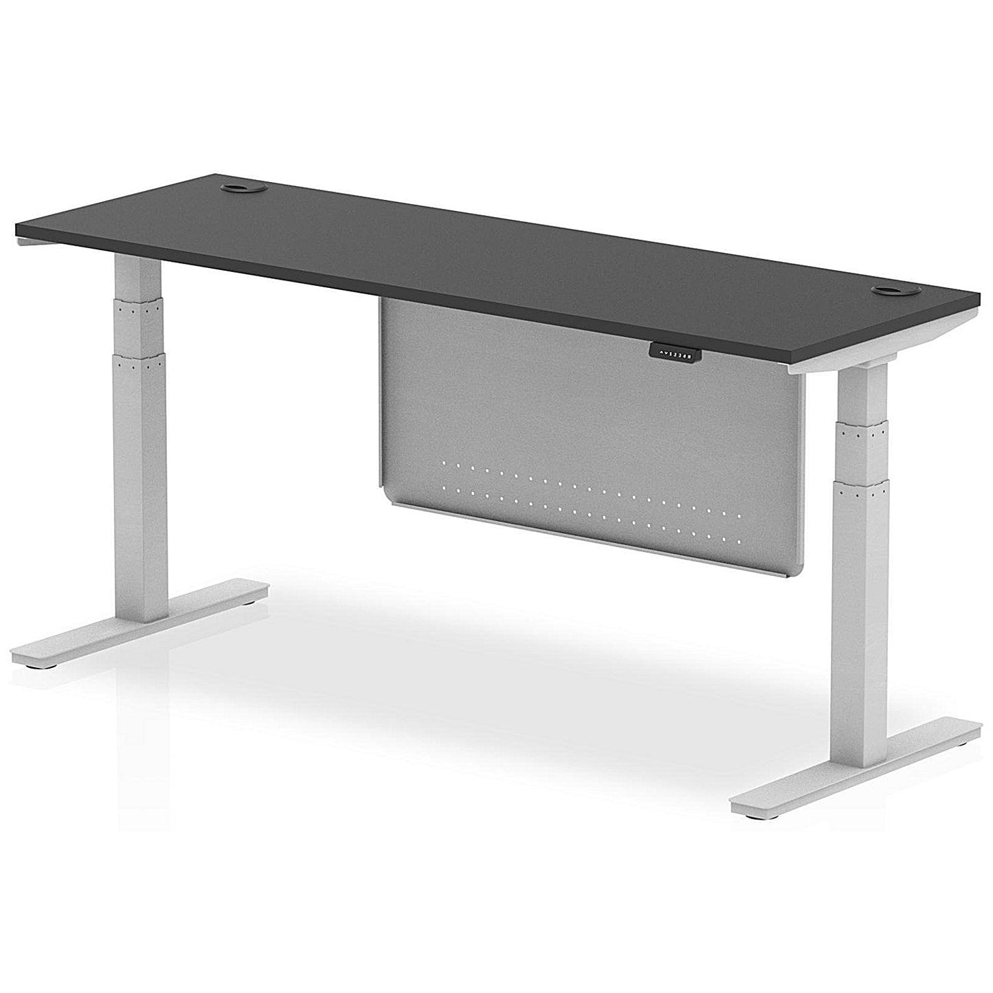 Air 1800mm Slim Rectangular Height Adjustable Desk and Modesty Panel, Silver Leg and Panel, Black Easy2Order : HA03187