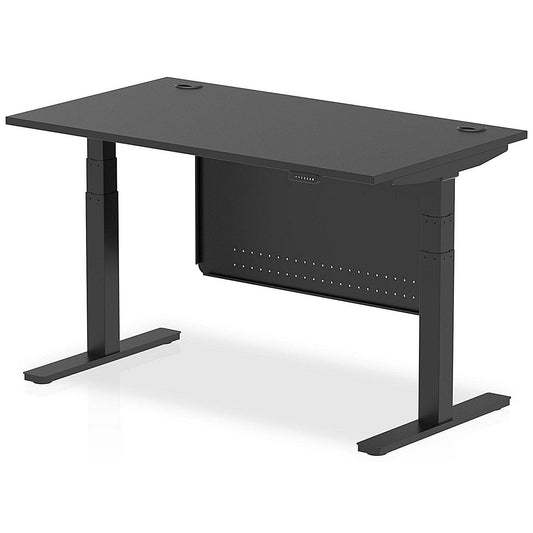 Air 1400mm Rectangular Height Adjustable Desk with Modesty Panel, Black Easy2Order : HA03192