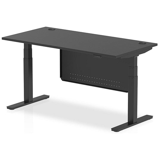 Air 1600mm Rectangular Height Adjustable Desk with Modesty Panel, Black Easy2Order : HA03195