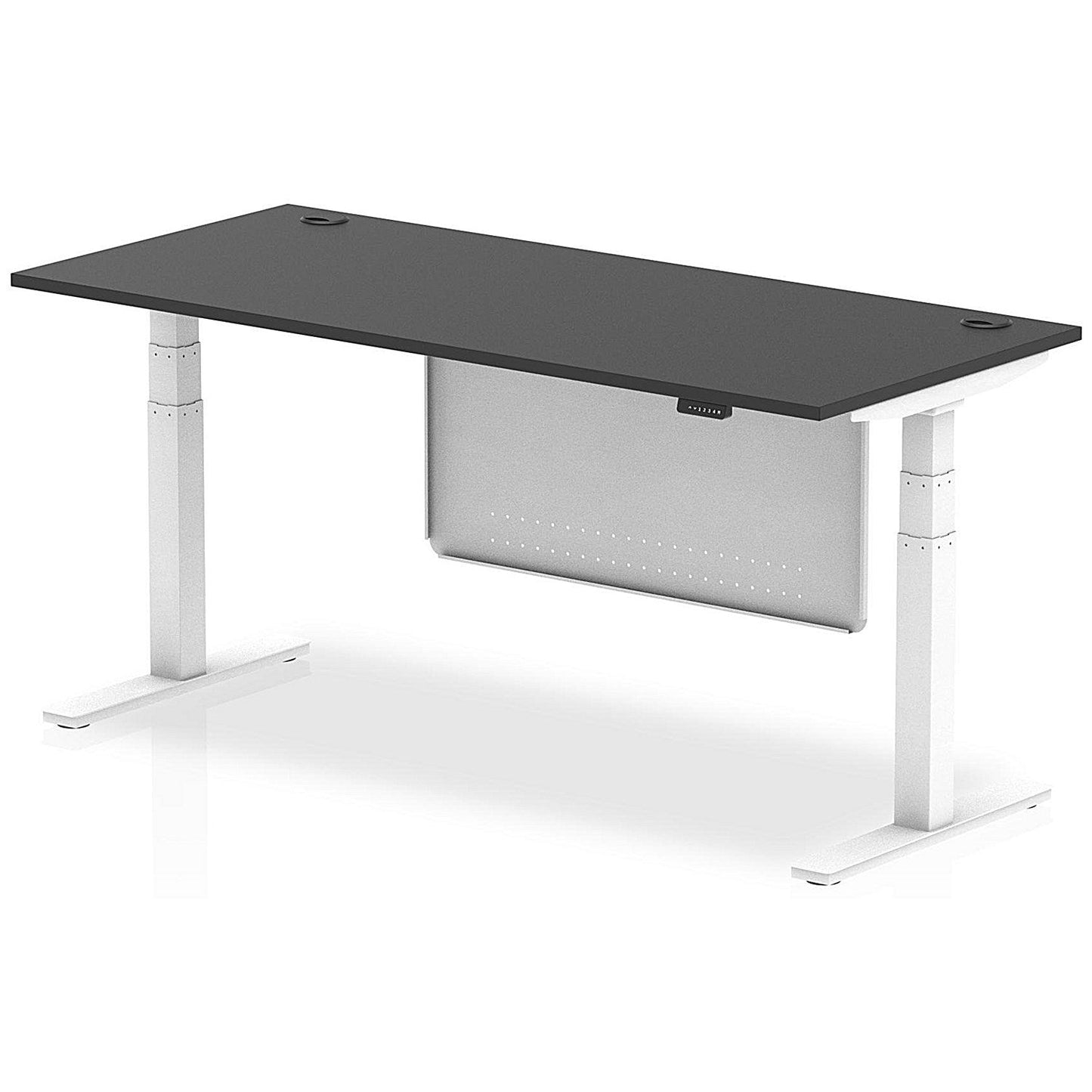 Air 1800mm Rectangular Height Adjustable Desk with Modesty Panel, White Leg and Panel, Black Easy2Order : HA03200