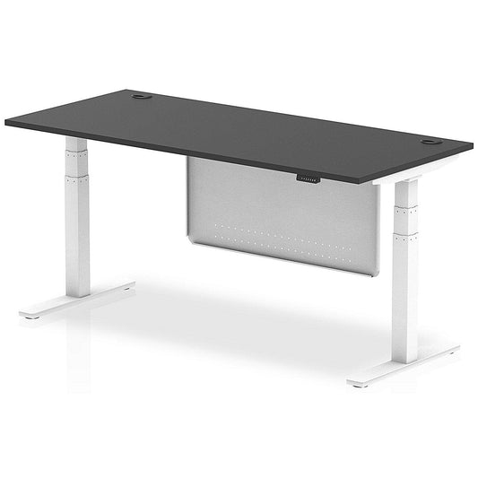 Air 1800mm Rectangular Height Adjustable Desk with Modesty Panel, White Leg and Panel, Black Easy2Order : HA03200