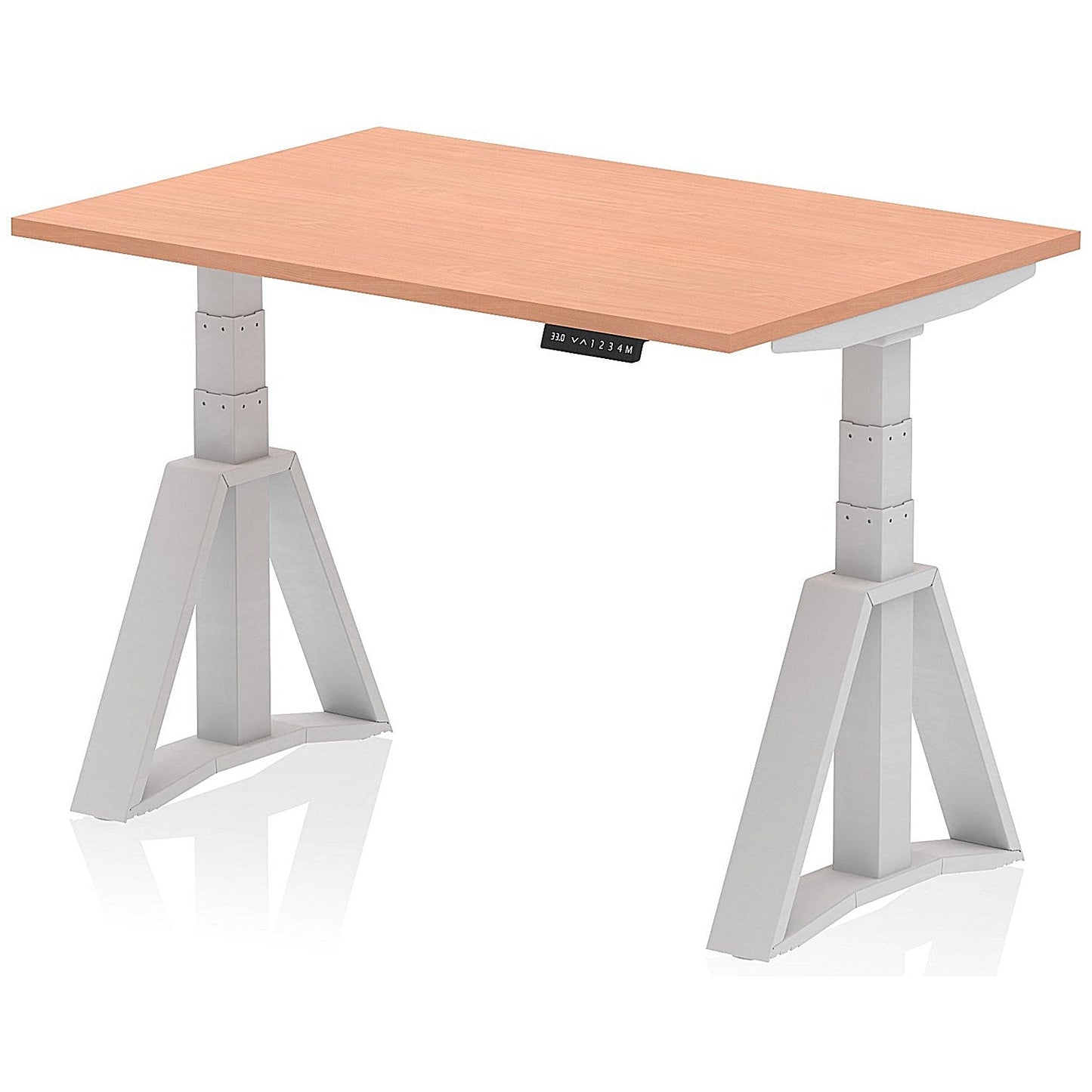 Air 1200mm Height Adjustable Desk, Silver Leg with Piste Foot, Beech Easy2Order : HA03201