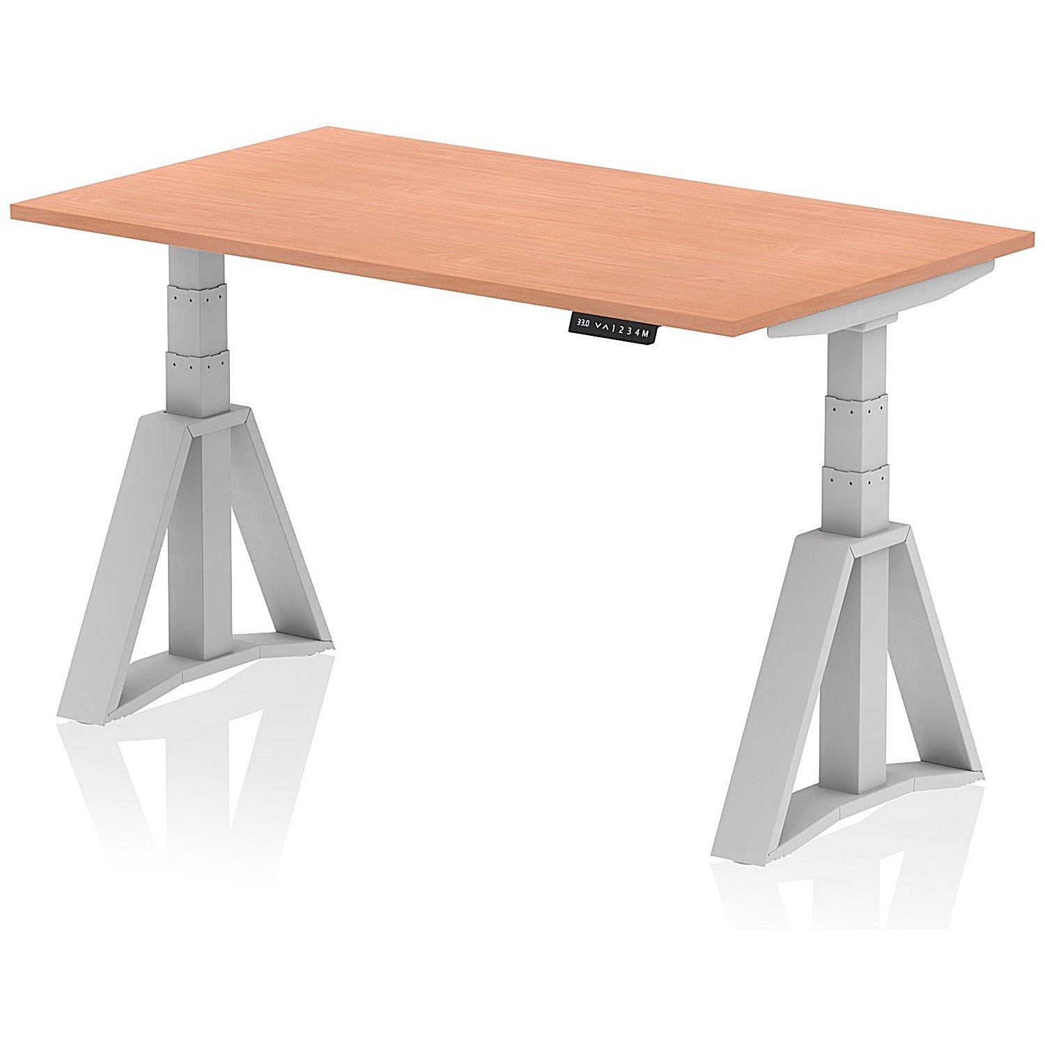 Air 1400mm Height Adjustable Desk, Silver Leg with Piste Foot, Beech Easy2Order : HA03202