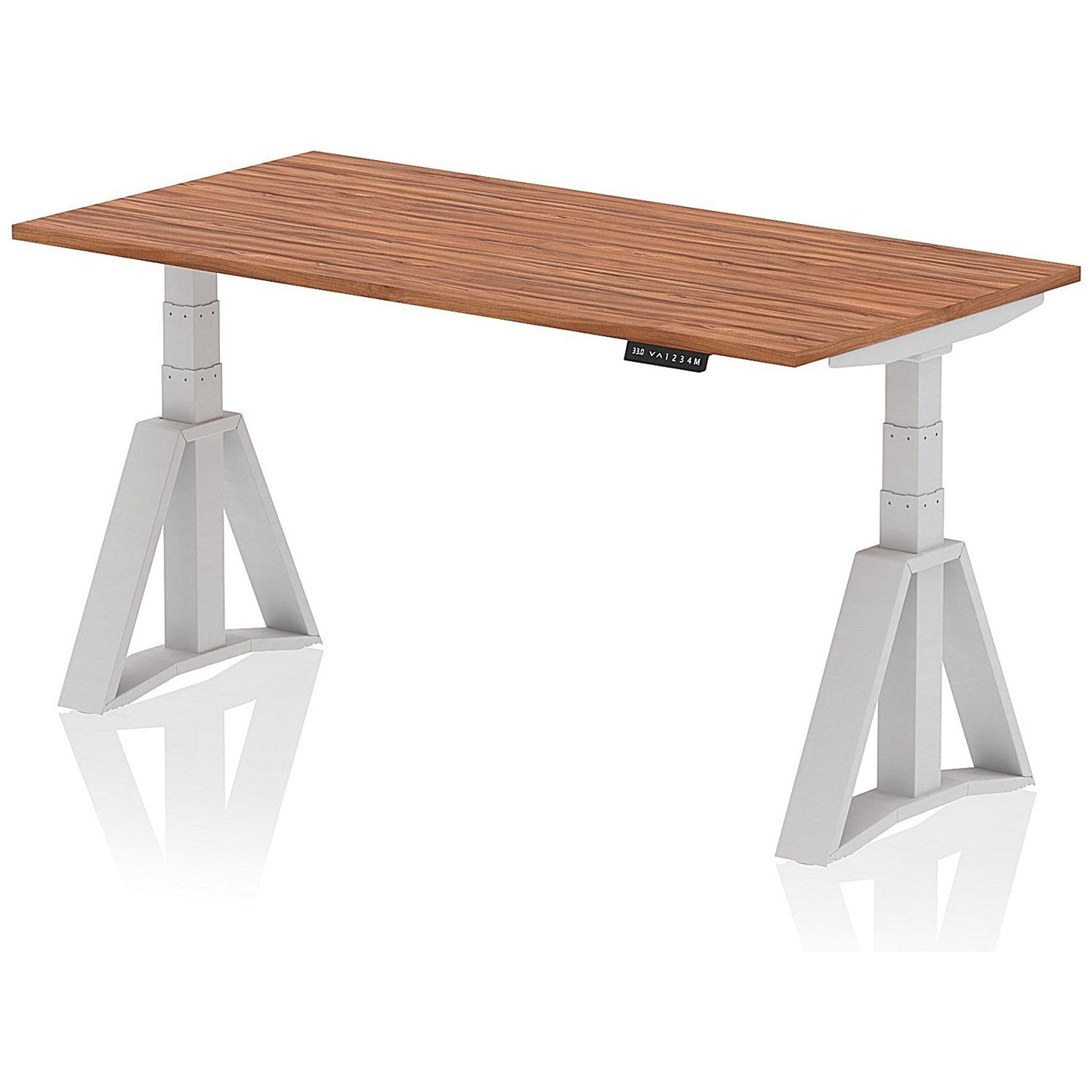 Air 1600mm Height Adjustable Desk, Silver Leg with Piste Foot, Walnut Easy2Order : HA03207