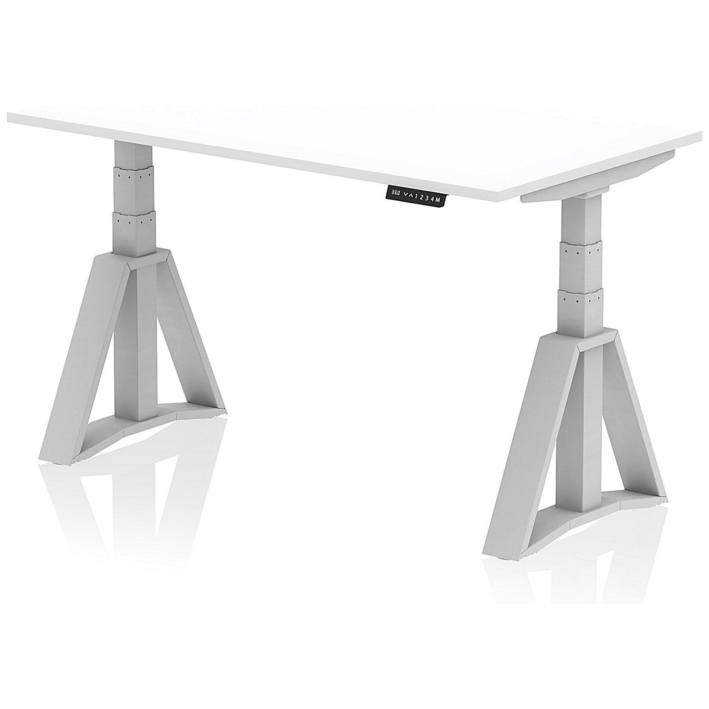 Air 1400mm Height Adjustable Desk, Silver Leg with Piste Foot, White Easy2Order : HA03210