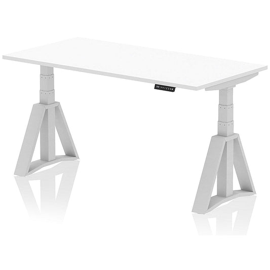 Air 1600mm Height Adjustable Desk, Silver Leg with Piste Foot, White Easy2Order : HA03211