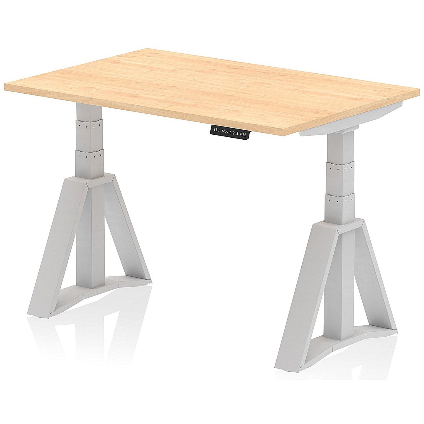 Air 1200mm Height Adjustable Desk, Silver Leg with Piste Foot, Maple Easy2Order : HA03213