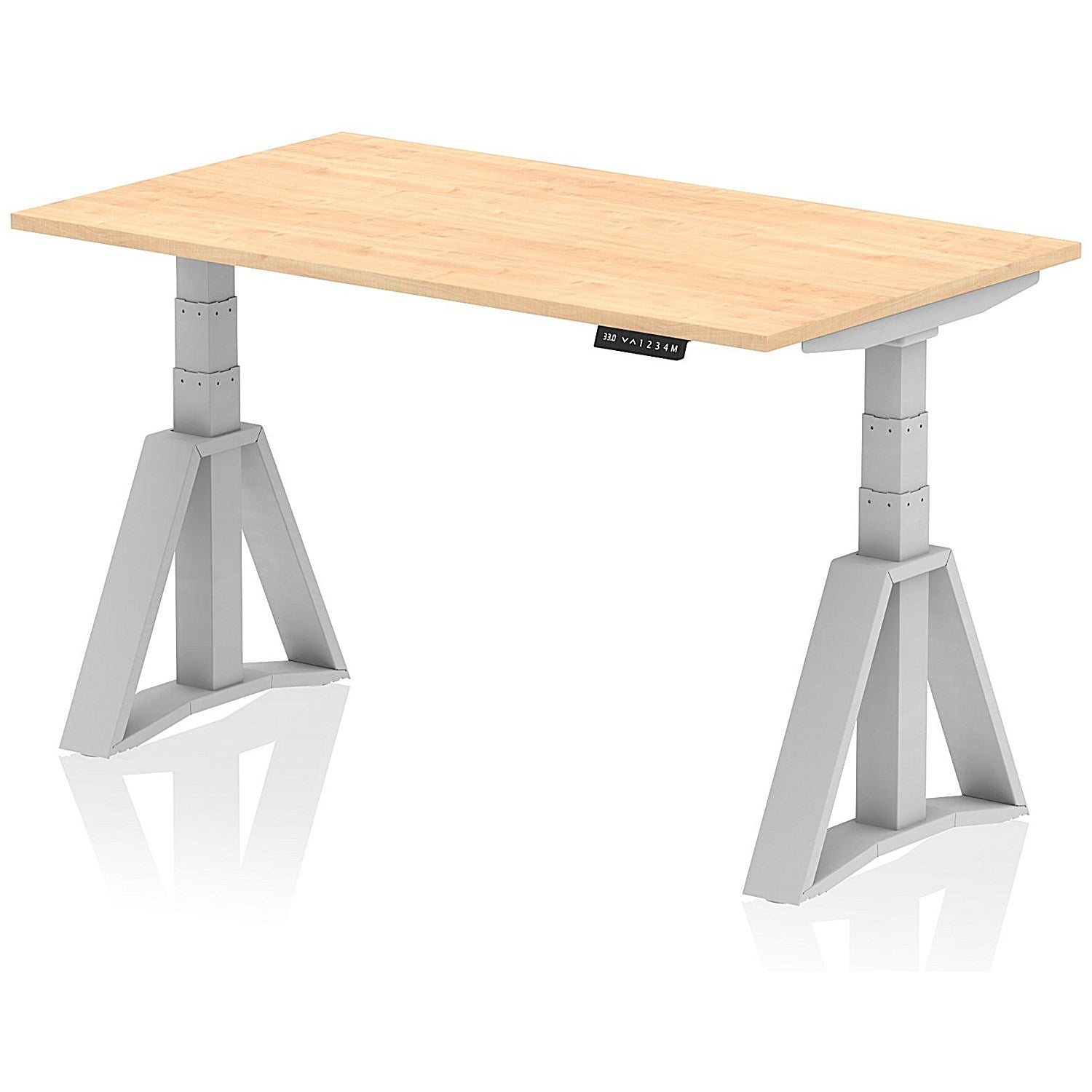 Air 1400mm Height Adjustable Desk, Silver Leg with Piste Foot, Maple Easy2Order : HA03214