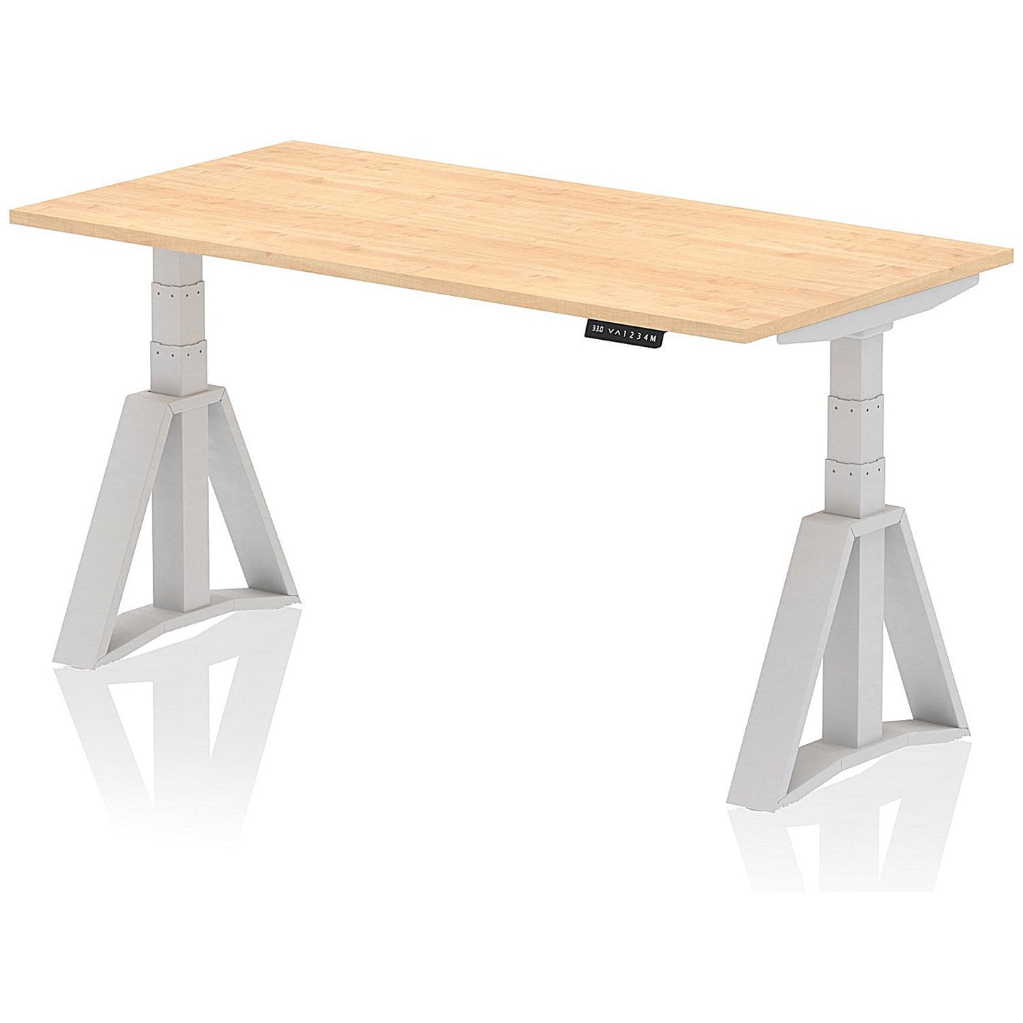 Air 1600mm Height Adjustable Desk, Silver Leg with Piste Foot, Maple Easy2Order : HA03215