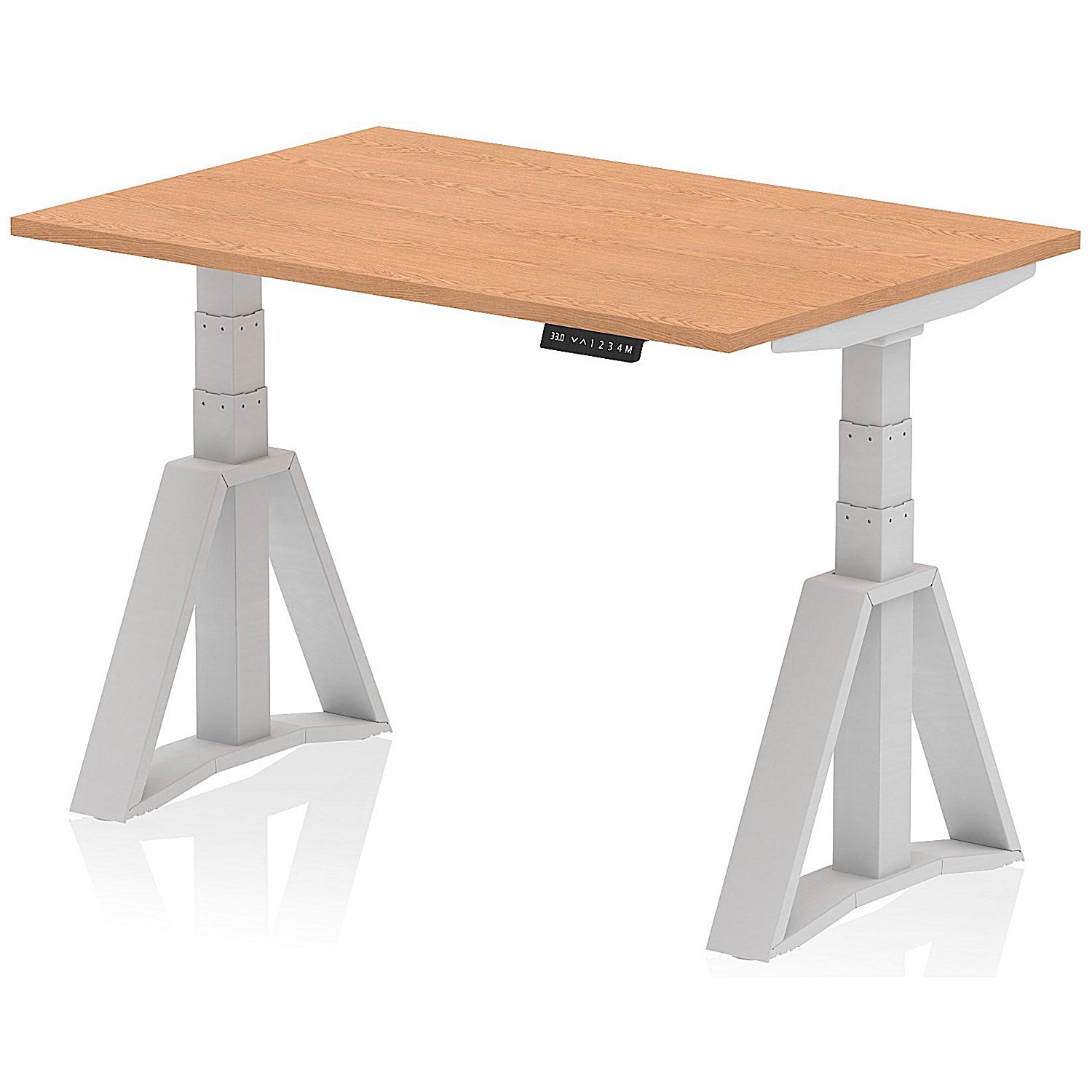 Air 1200mm Height Adjustable Desk, Silver Leg with Piste Foot, Oak Easy2Order : HA03217