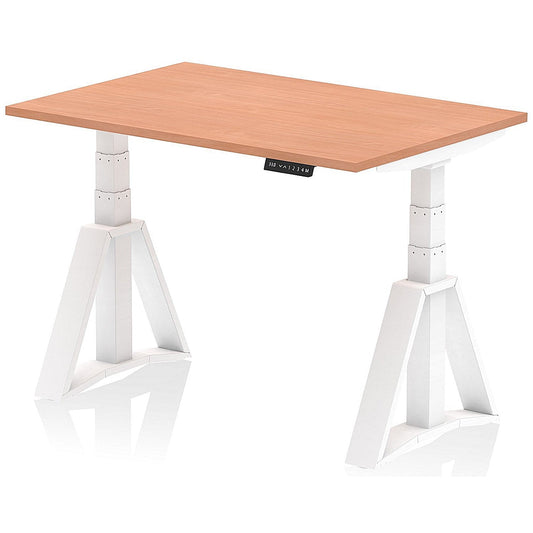 Air 1200mm Height Adjustable Desk, White Leg with Piste Foot, Beech Easy2Order : HA03221