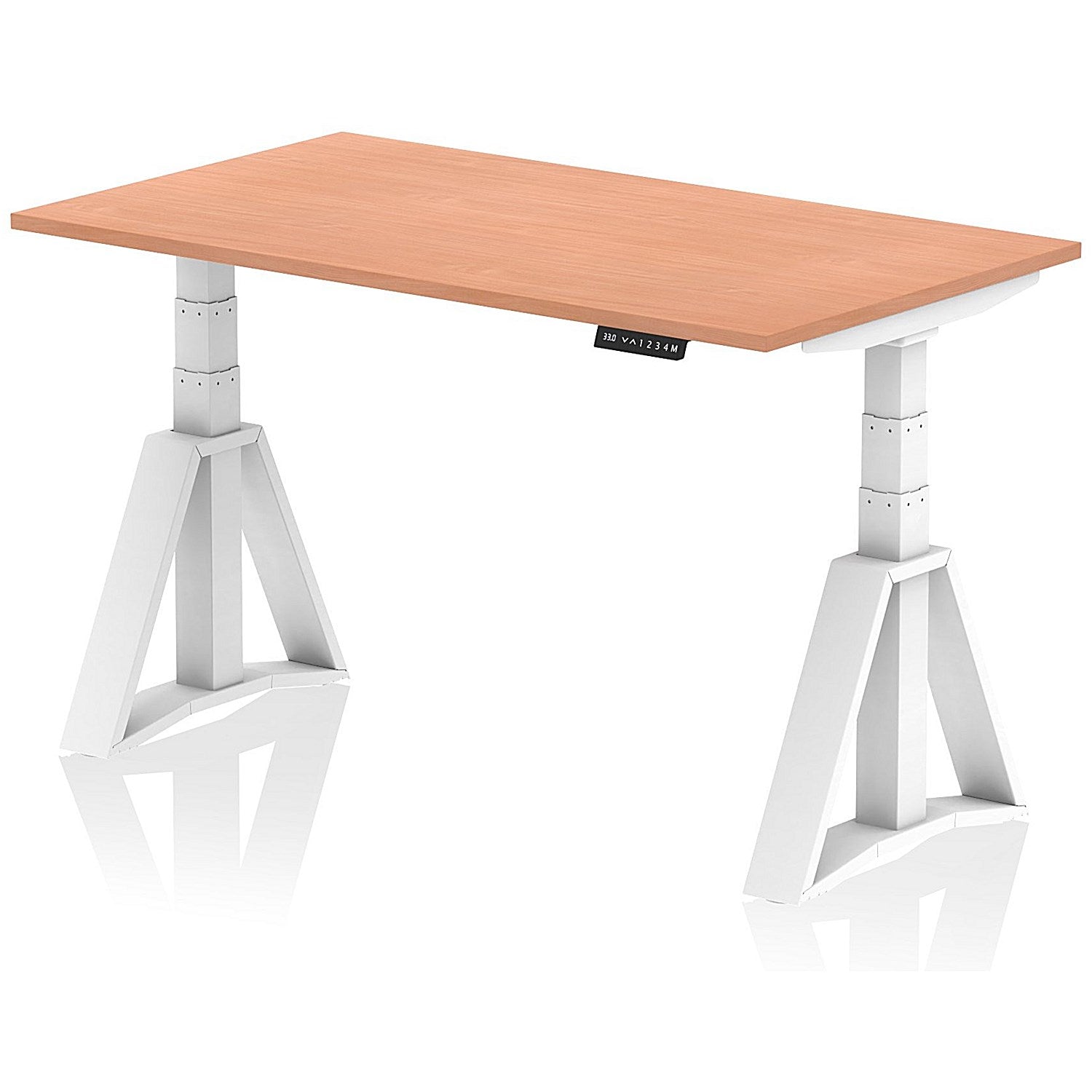 Air 1400mm Height Adjustable Desk, White Leg with Piste Foot, Beech Easy2Order : HA03222