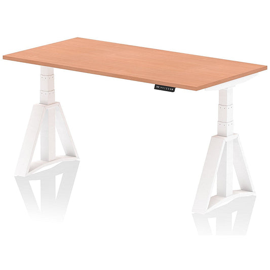 Air 1600mm Height Adjustable Desk, White Leg with Piste Foot, Beech Easy2Order : HA03223