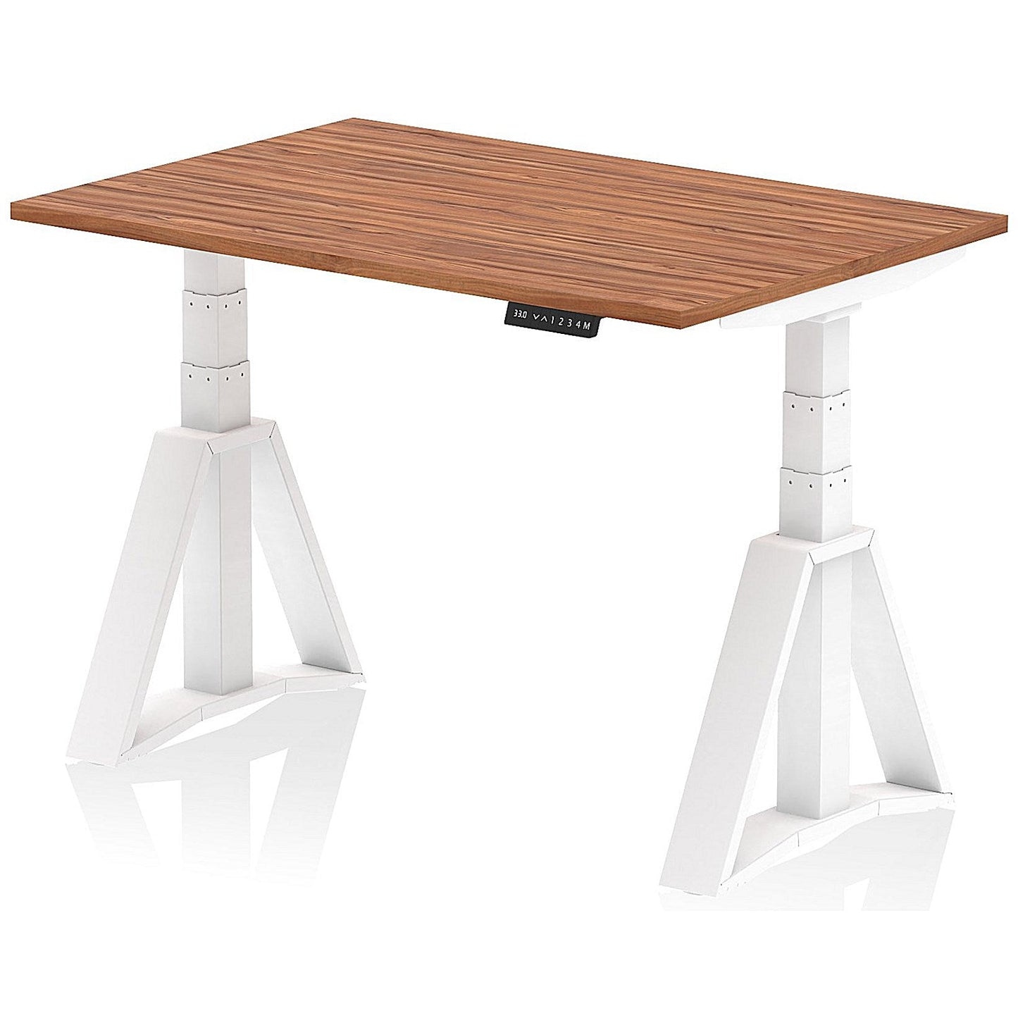 Air 1200mm Height Adjustable Desk, White Leg with Piste Foot, Walnut Easy2Order : HA03225