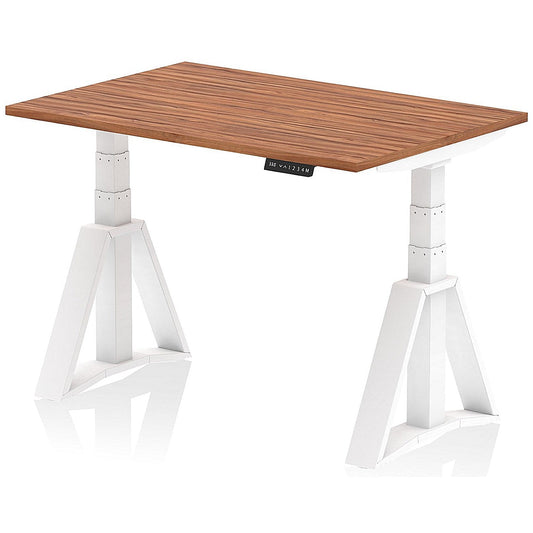 Air 1200mm Height Adjustable Desk, White Leg with Piste Foot, Walnut Easy2Order : HA03225