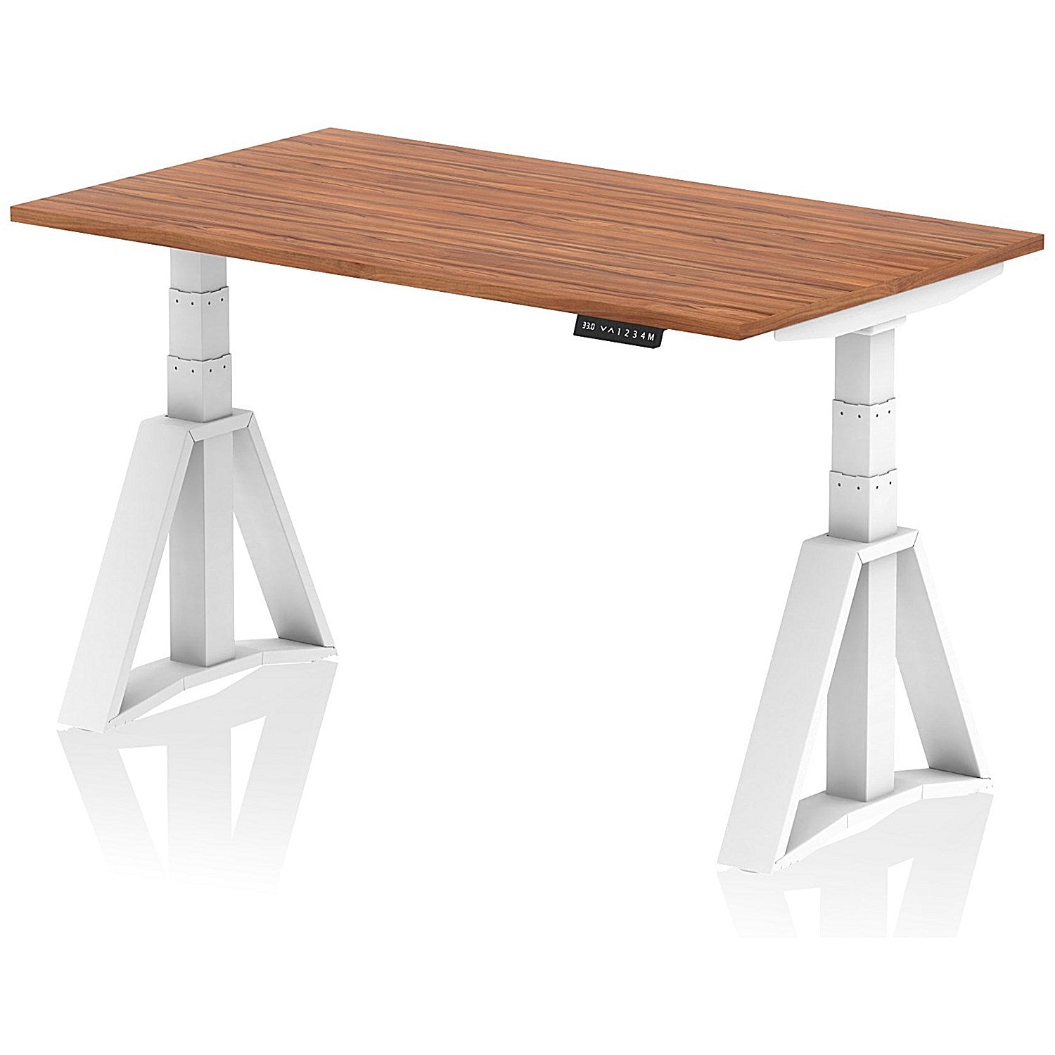 Air 1400mm Height Adjustable Desk, White Leg with Piste Foot, Walnut Easy2Order : HA03226