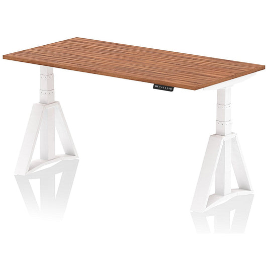Air 1600mm Height Adjustable Desk, White Leg with Piste Foot, Walnut Easy2Order : HA03227