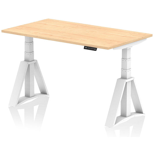 Air 1400mm Height Adjustable Desk, White Leg with Piste Foot, Maple Easy2Order : HA03234