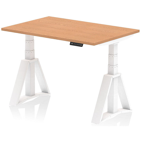 Air 1200mm Height Adjustable Desk, White Leg with Piste Foot, Oak Easy2Order : HA03237