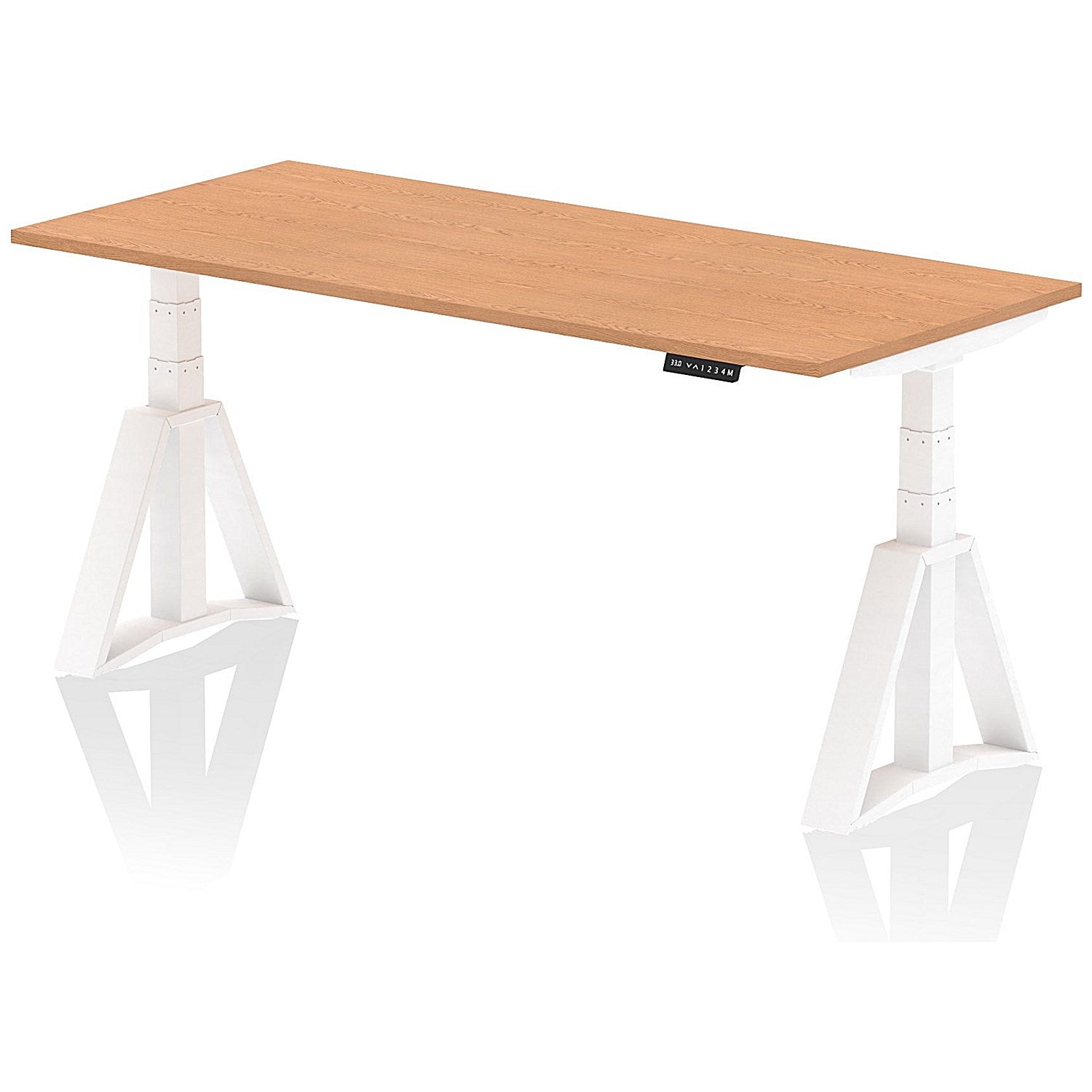 Air 1800mm Height Adjustable Desk, White Leg with Piste Foot, Oak Easy2Order : HA03240