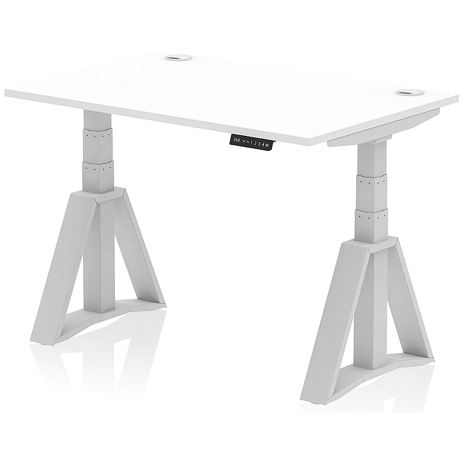 Air 1200mm Height Adjustable Cable Port Desk, Silver Leg with Piste Foot, White Easy2Order : HA03249