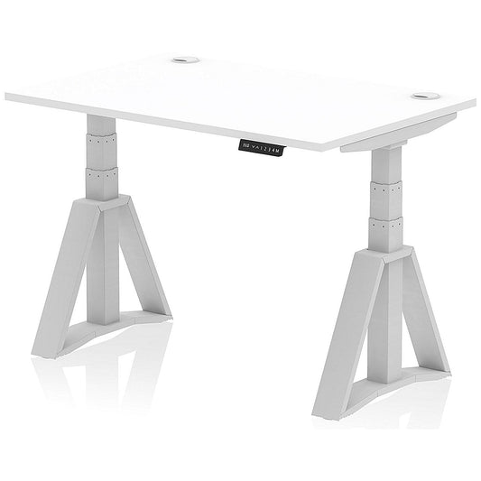 Air 1200mm Height Adjustable Cable Port Desk, Silver Leg with Piste Foot, White Easy2Order : HA03249