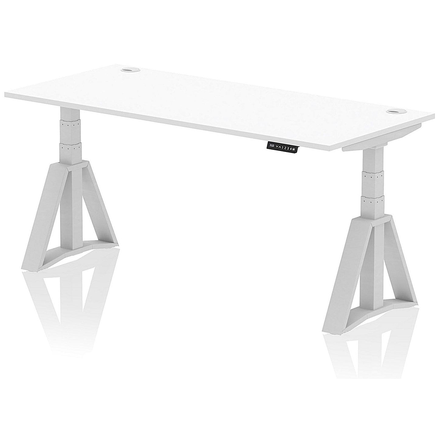 Air 1800mm Height Adjustable Cable Port Desk, Silver Leg with Piste Foot, White Easy2Order : HA03252