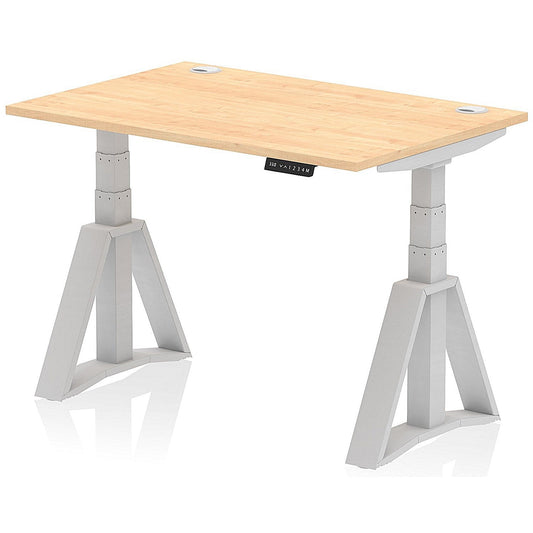 Air 1200mm Height Adjustable Cable Port Desk, Silver Leg with Piste Foot, Maple Easy2Order : HA03253