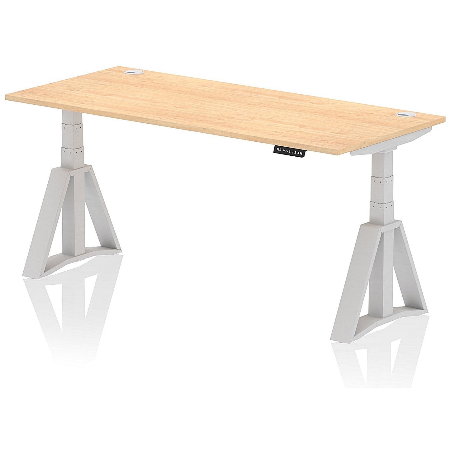 Air 1800mm Height Adjustable Cable Port Desk, Silver Leg with Piste Foot, Maple Easy2Order : HA03256