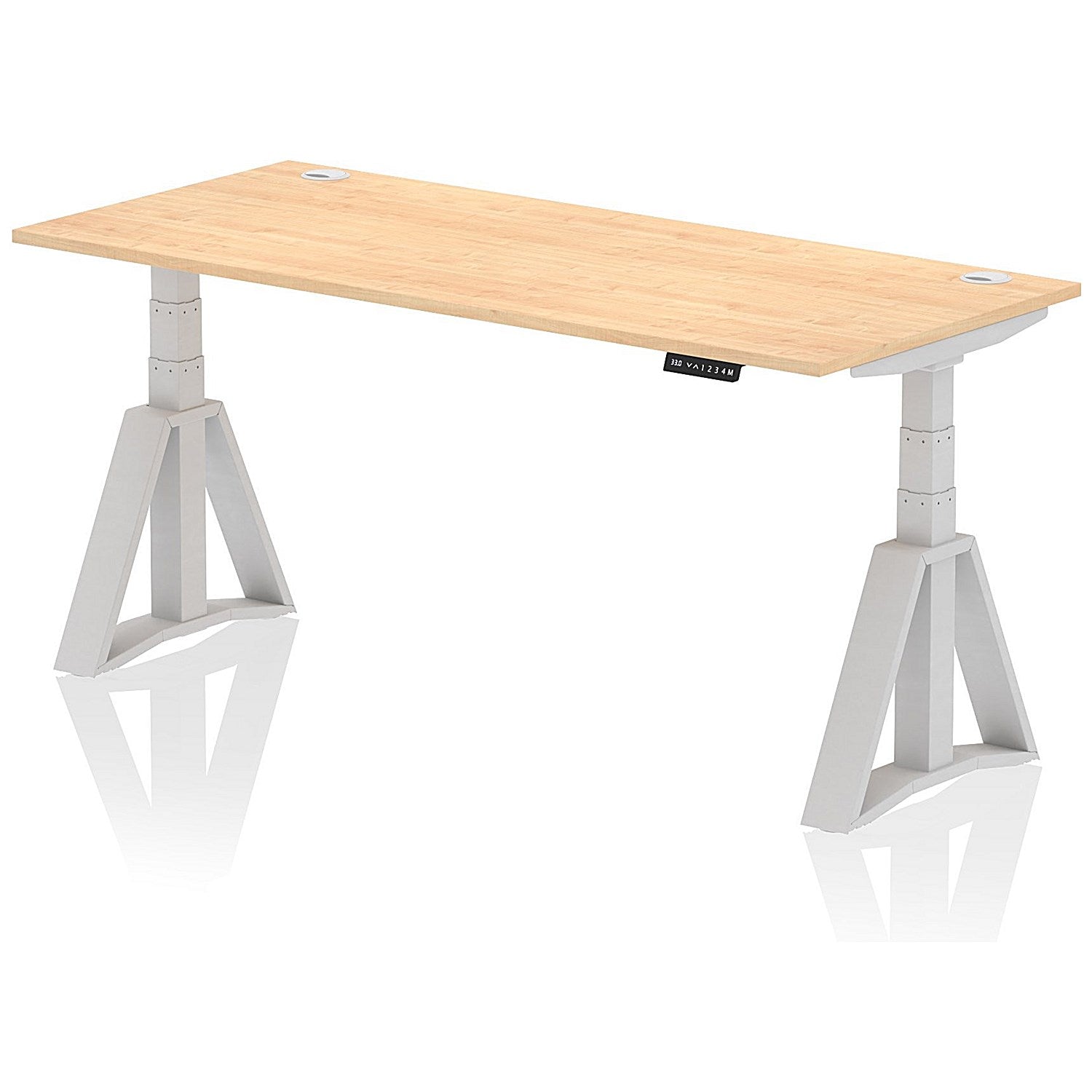 Air 1800mm Height Adjustable Cable Port Desk, Silver Leg with Piste Foot, Maple Easy2Order : HA03256
