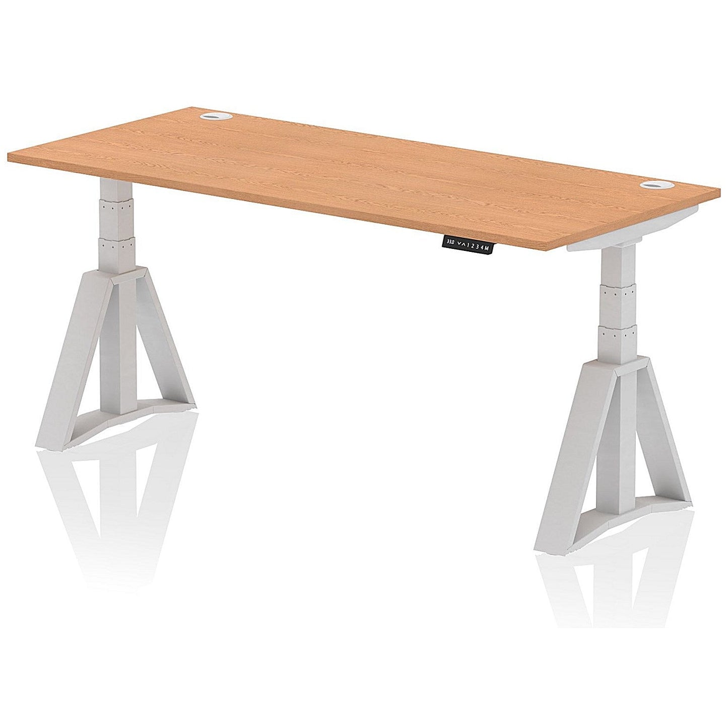 Air 1800mm Height Adjustable Cable Port Desk, Silver Leg with Piste Foot, Oak Easy2Order : HA03260