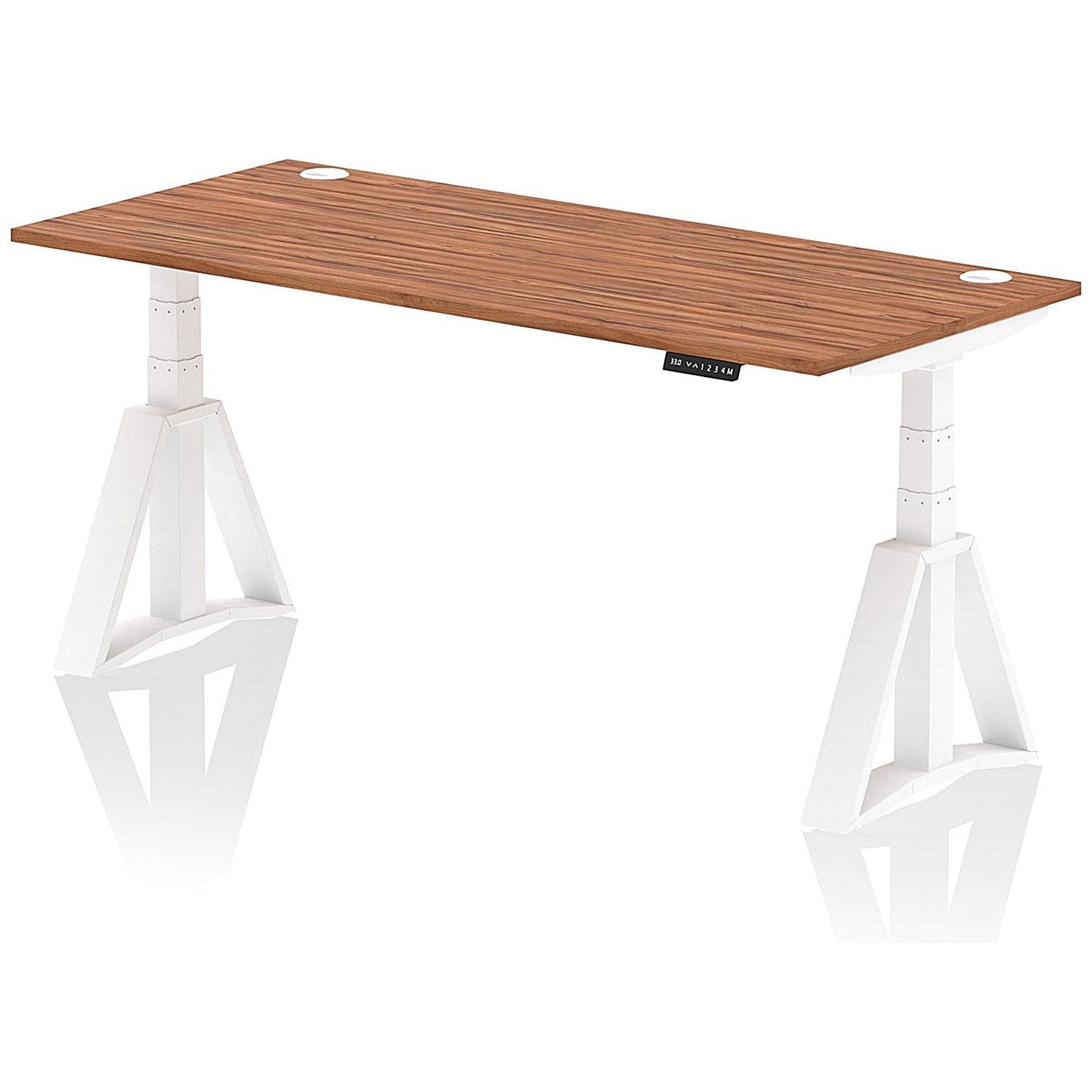 Air 1800mm Height Adjustable Cable Port Desk, White Leg with Piste Foot, Walnut Easy2Order : HA03268