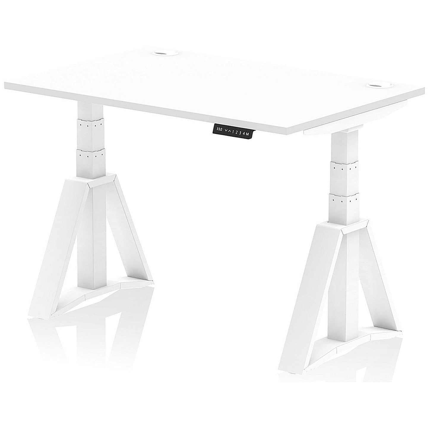 Air 1200mm Height Adjustable Cable Port Desk, White Leg with Piste Foot, White Easy2Order : HA03269