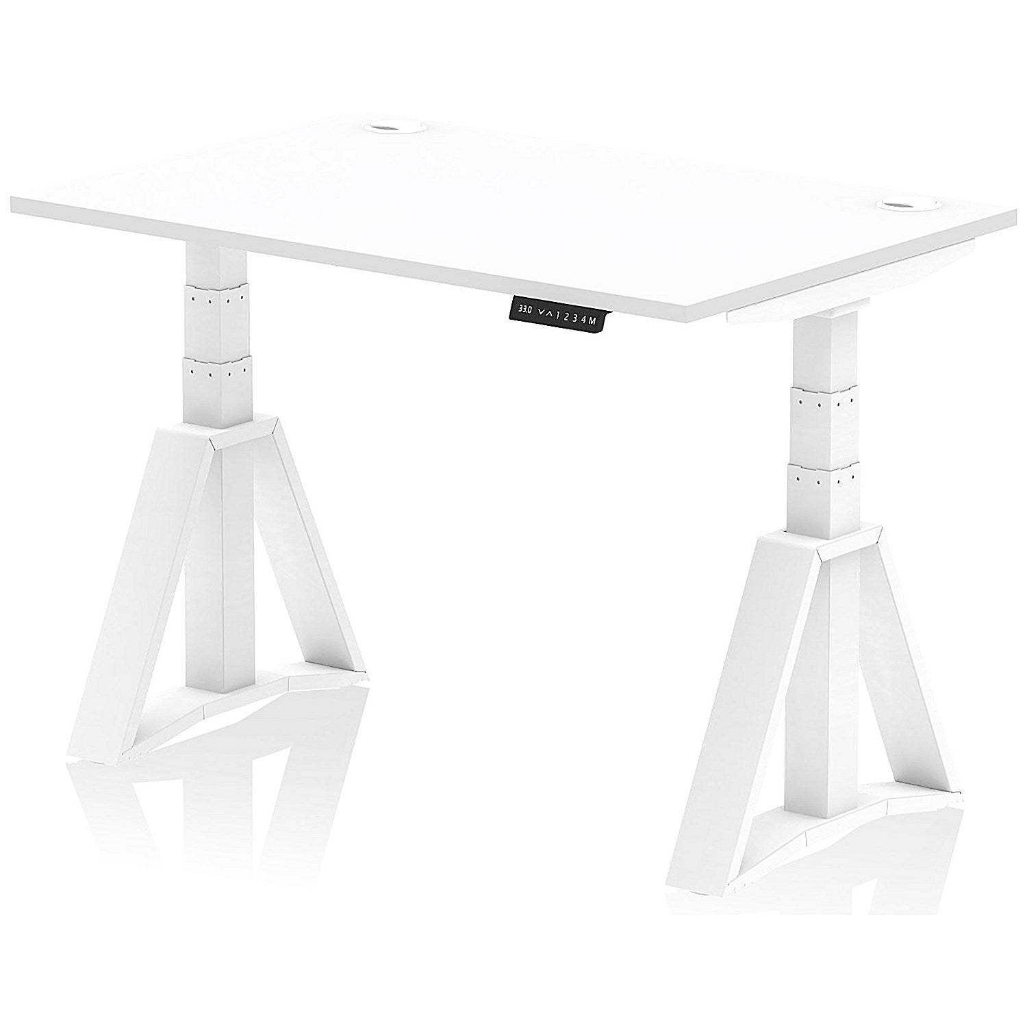 Air 1200mm Height Adjustable Cable Port Desk, White Leg with Piste Foot, White Easy2Order : HA03269