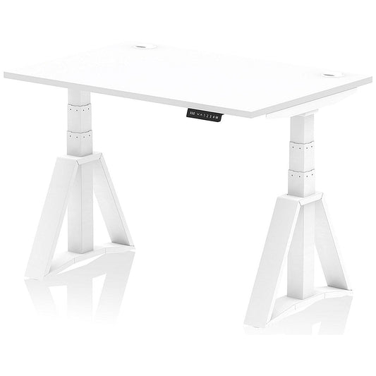 Air 1200mm Height Adjustable Cable Port Desk, White Leg with Piste Foot, White Easy2Order : HA03269