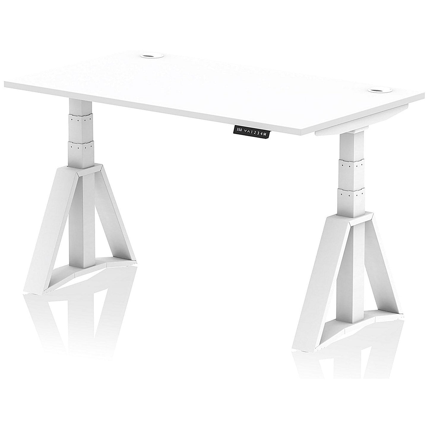 Air 1400mm Height Adjustable Cable Port Desk, White Leg with Piste Foot, White Easy2Order : HA03270