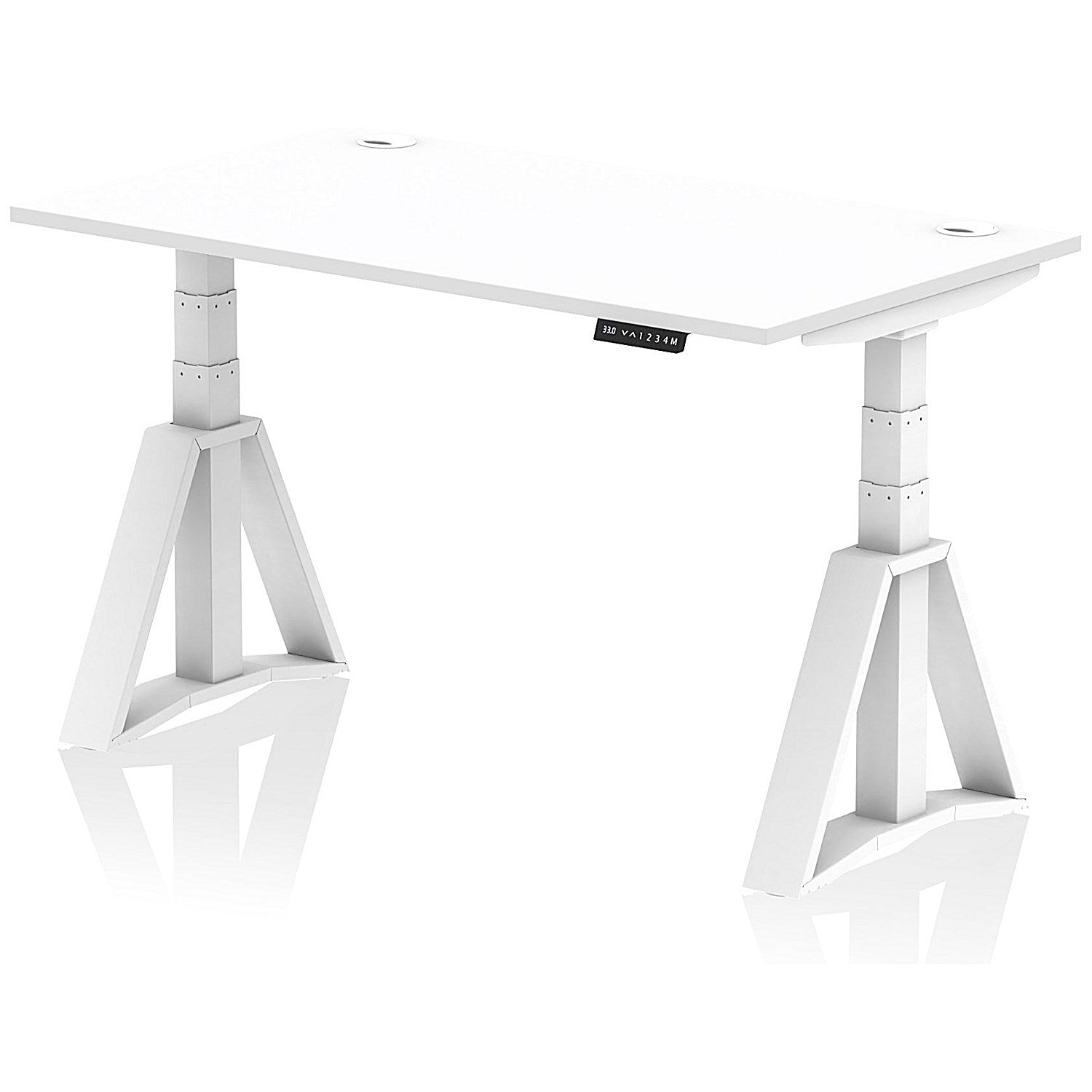 Air 1400mm Height Adjustable Cable Port Desk, White Leg with Piste Foot, White Easy2Order : HA03270