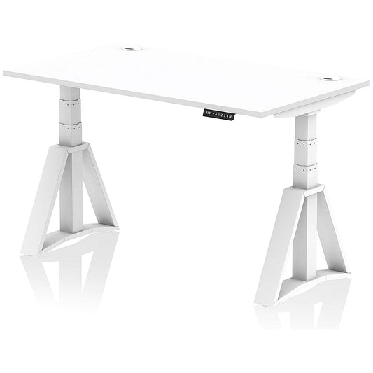Air 1400mm Height Adjustable Cable Port Desk, White Leg with Piste Foot, White Easy2Order : HA03270